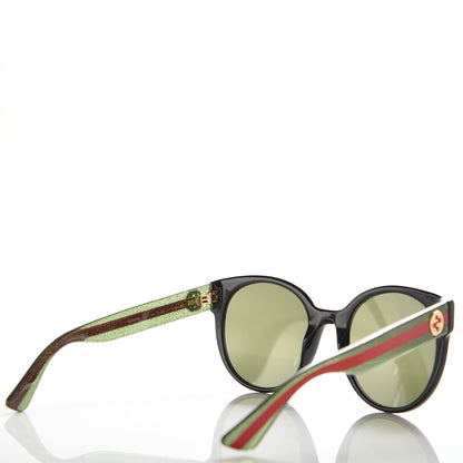 Gucci Acetate Round Web Sunglasses GG 0035S Black 4 of 8