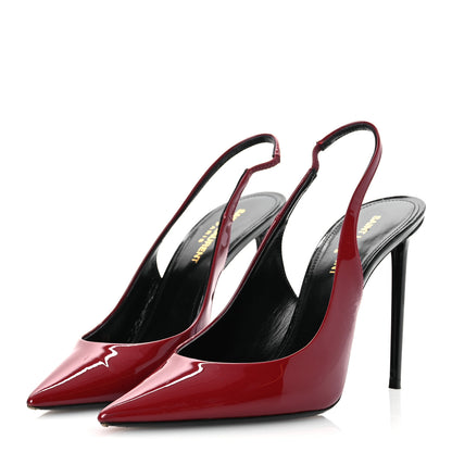 Saint Laurent Patent Calfskin Zoe 105 Slingback Pump 39 Opyum Red 4 of 12