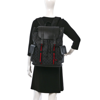 Gucci Soft GG Supreme Monogram Calfskin Web Double Buckle Backpack Black 2 of 19