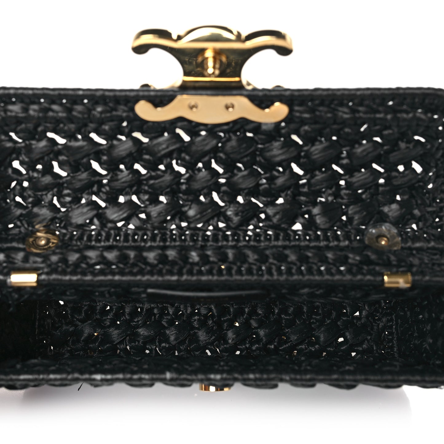 Raffia Effect Claude Chain Shoulder Bag Black