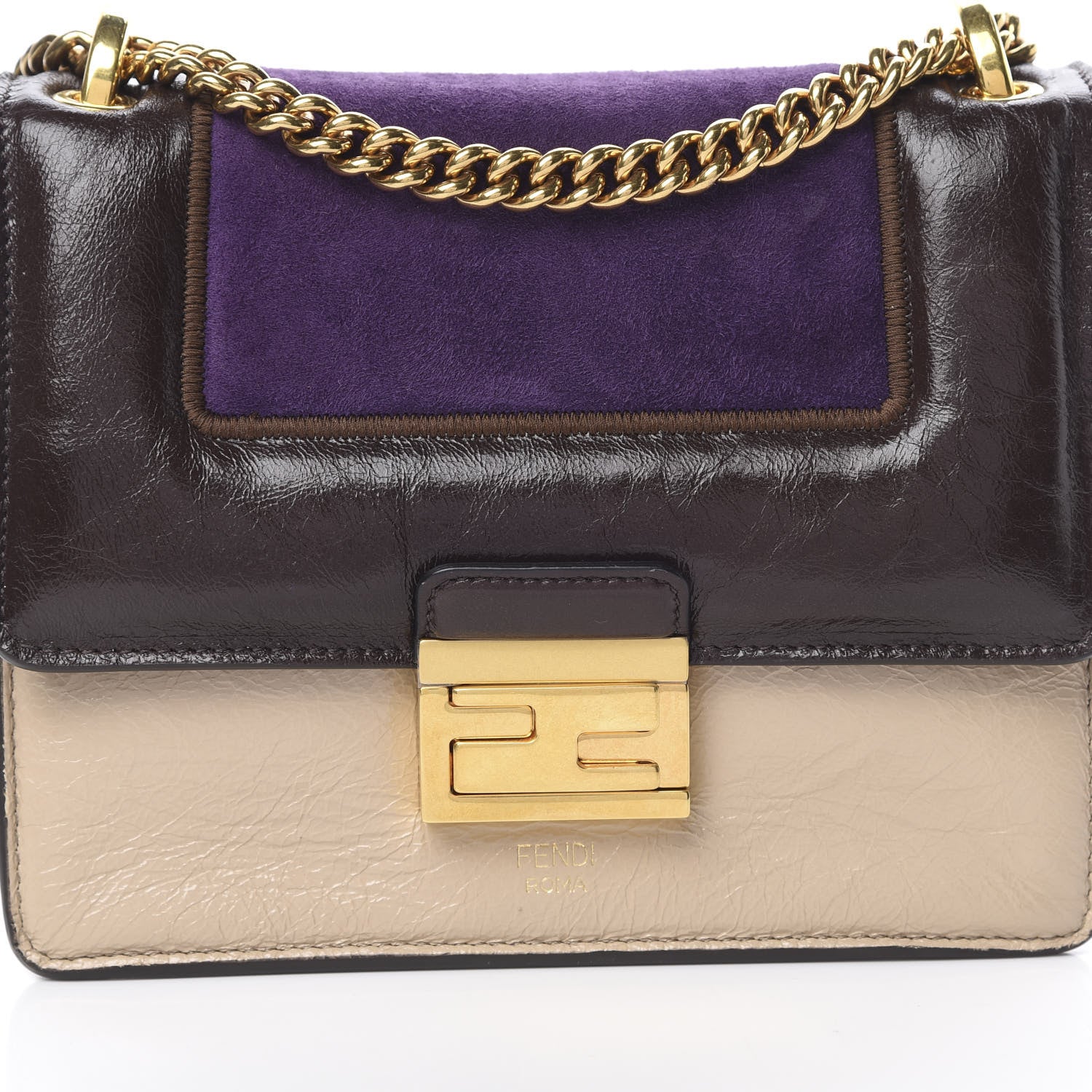 Fendi Agnello Old Shine Chamois Embossed Small Kan U Shoulder Bag Amido Viola Plus Multicolor 8 of 11