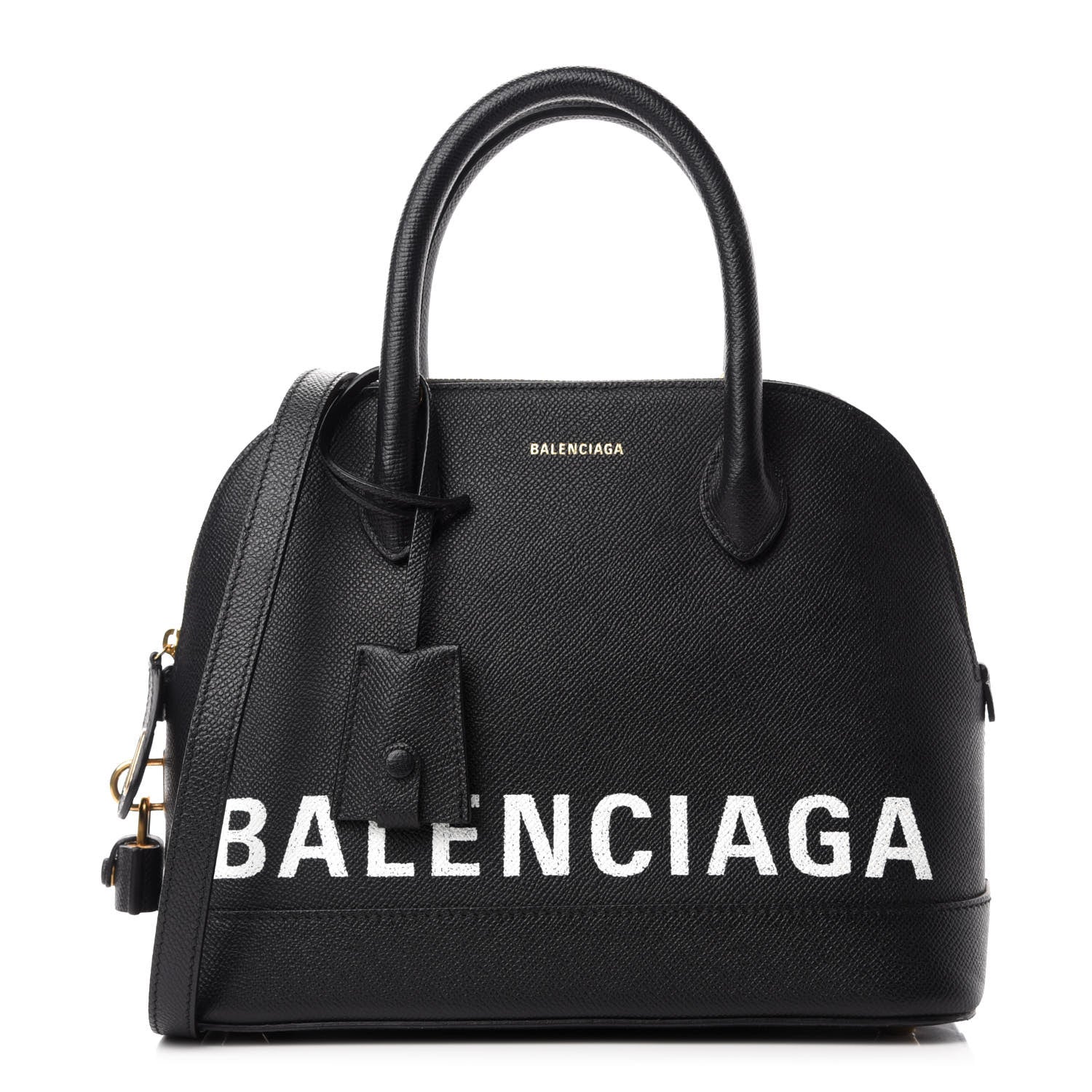 Balenciaga Signature Grained Calfskin Logo S Ville Top Handle Bag Black 1 of 10