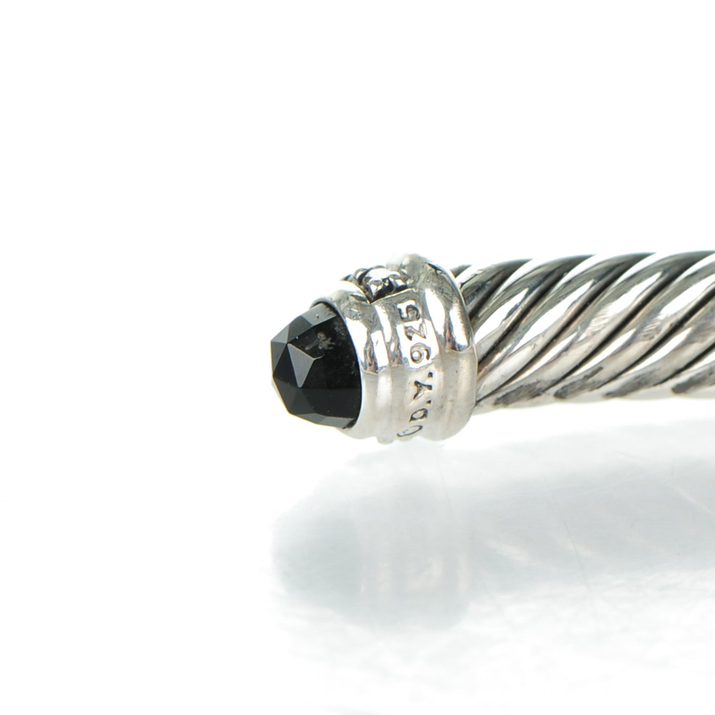 Sterling Silver Diamond Pave Black Onyx 5mm Cable Classics Bracelet