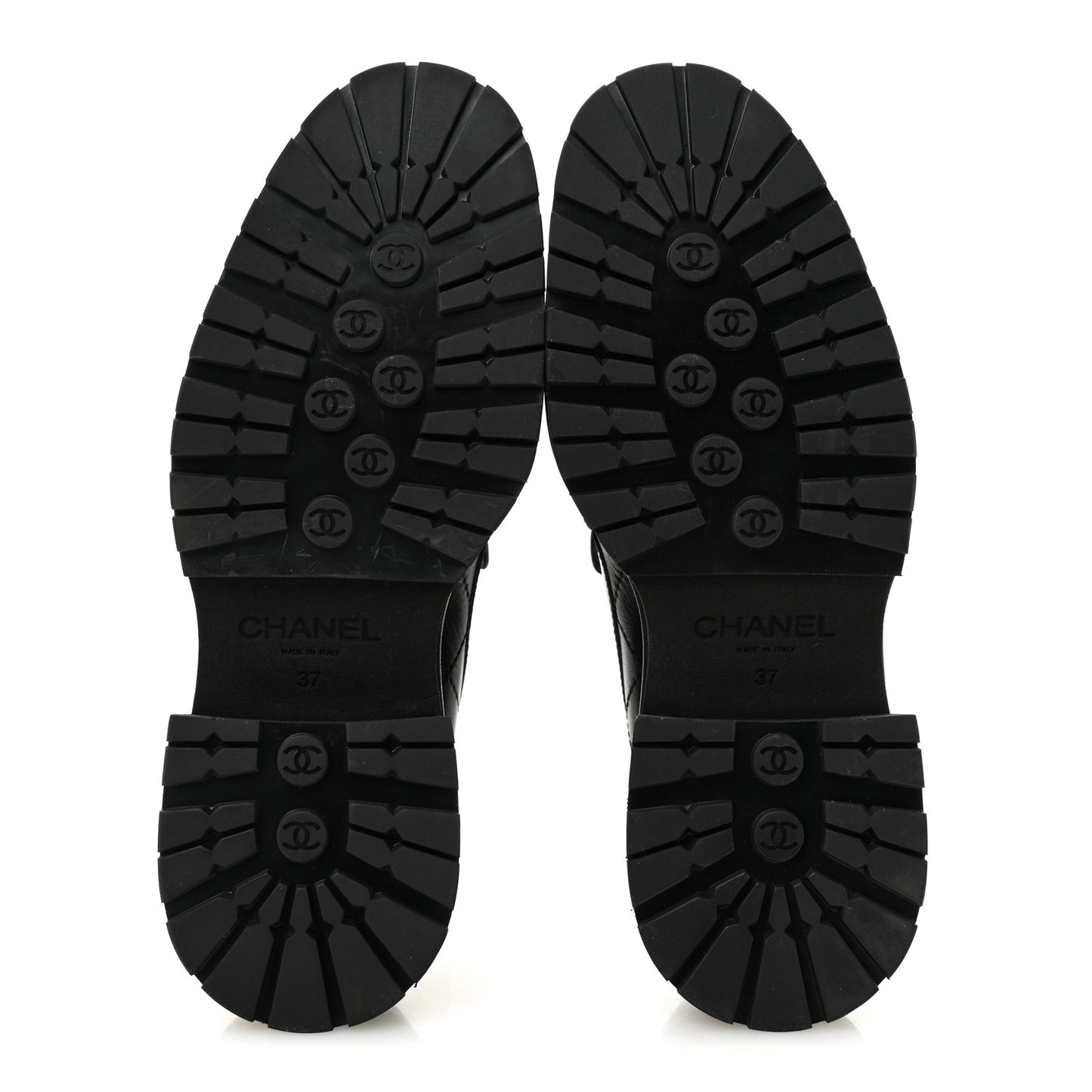 Calfskin Quilted CC Mocassin Loafers 37 Black