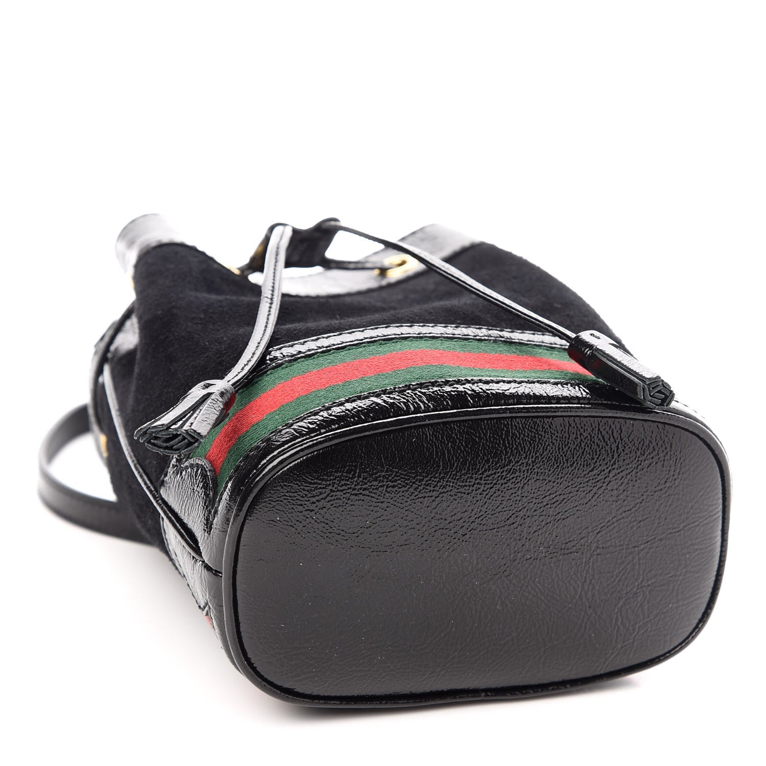 Gucci Suede Patent Web Mini Ophidia Bucket Bag Black 4 of 10