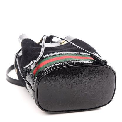 Gucci Suede Patent Web Mini Ophidia Bucket Bag Black 4 of 10