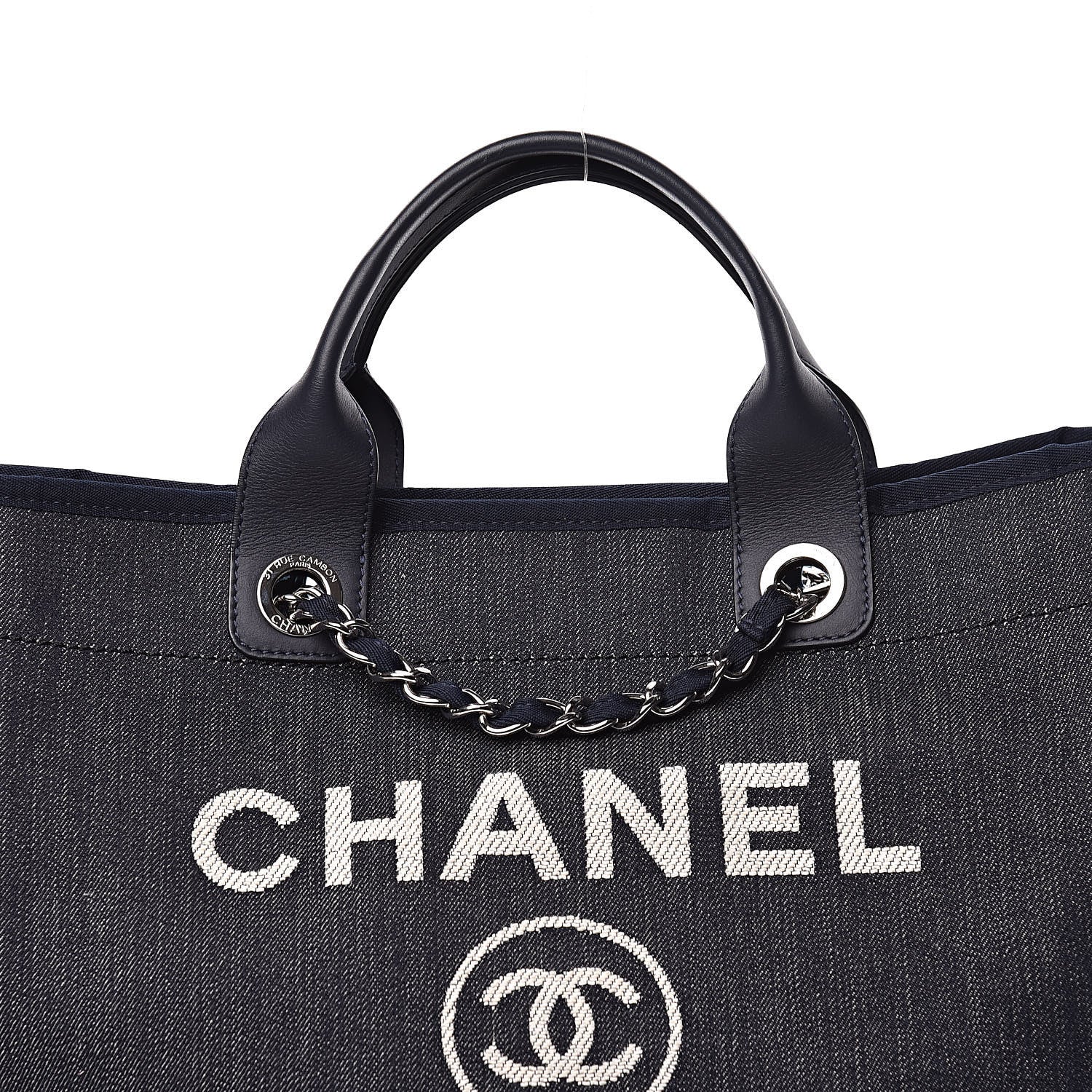 Chanel Denim Large Deauville Tote Dark Blue 8 of 12