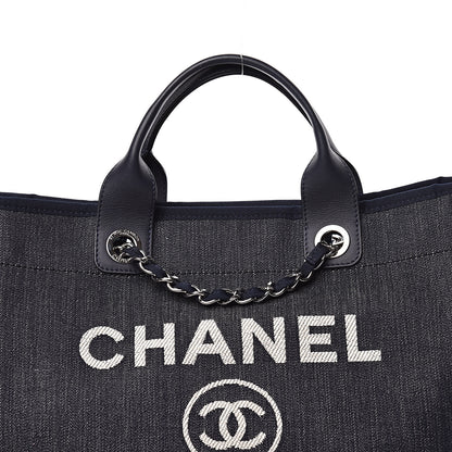 Chanel Denim Large Deauville Tote Dark Blue 8 of 12