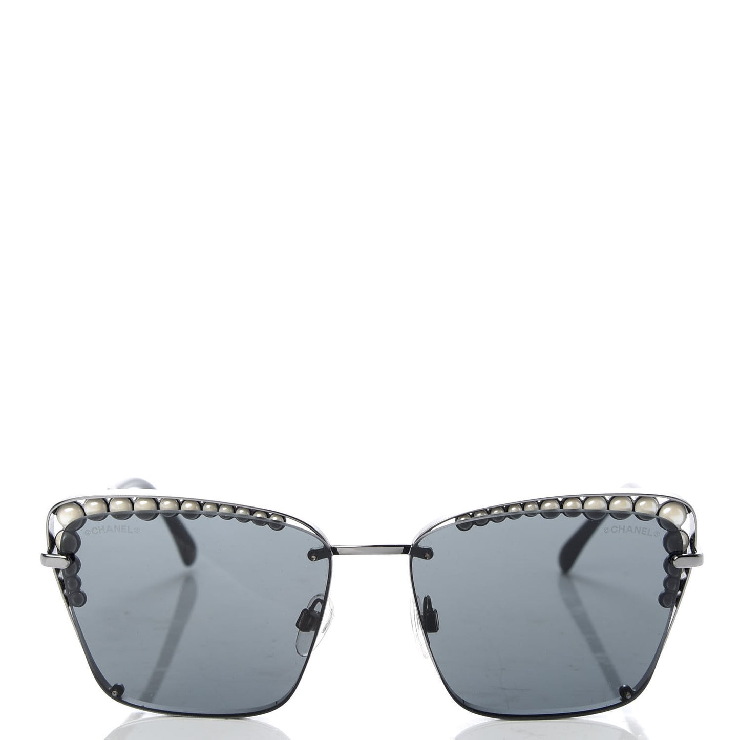 Metal Square Frame Pearl Sunglasses 4235-H Dark Grey