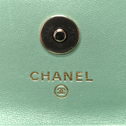Chanel Lambskin Resin Quilted Mini Heart Flap Light Green 6 of 11