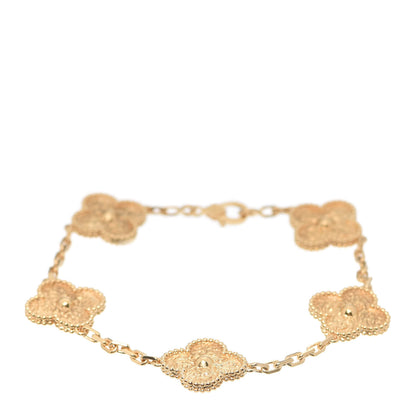 Van Cleef & Arpels 18K Yellow Gold 5 Motifs Vintage Alhambra Bracelet 1 of 7