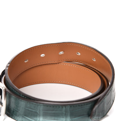 Hermes Matte Porosus Crocodile 32mm Etriviere Belt 95 Vert Fonce 5 of 6