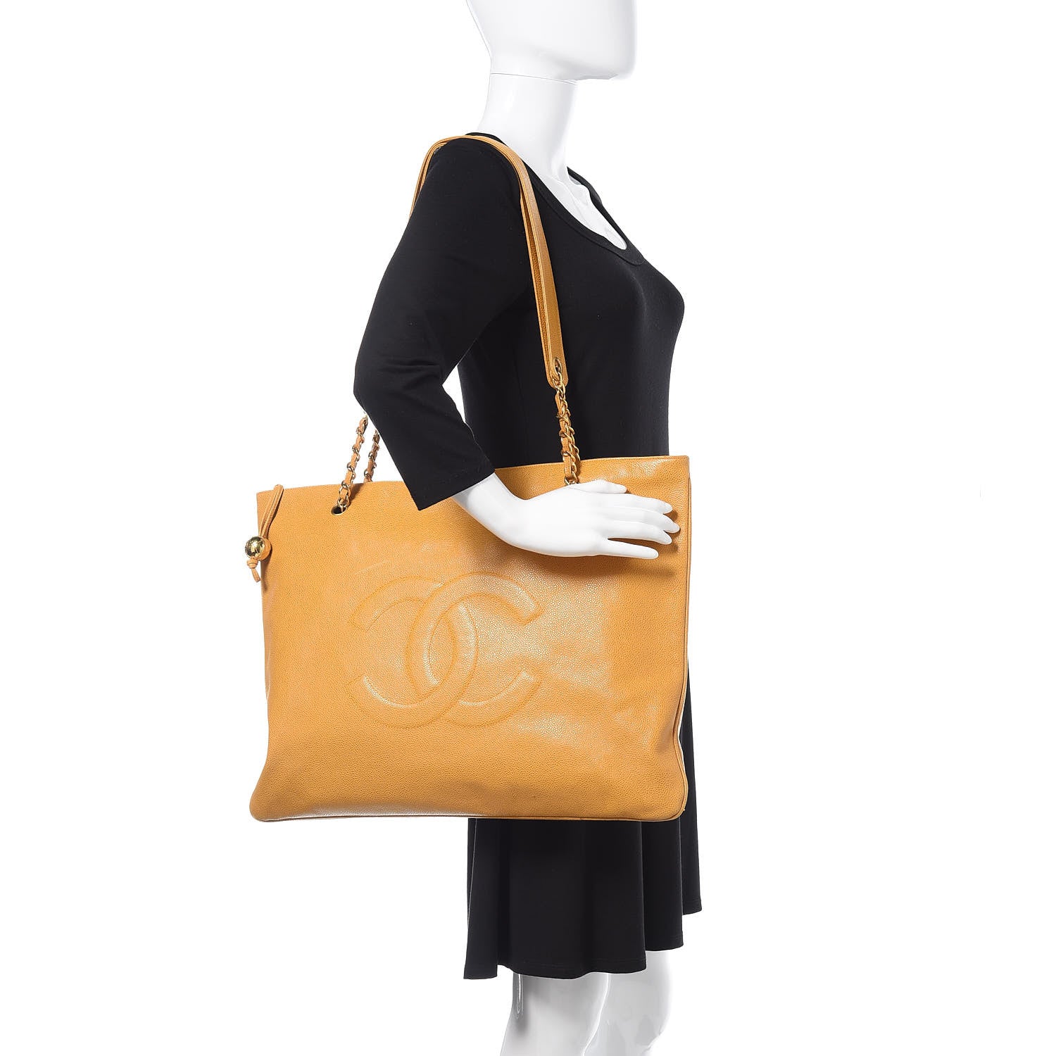 Chanel Caviar CC Tote Yellow 2 of 13