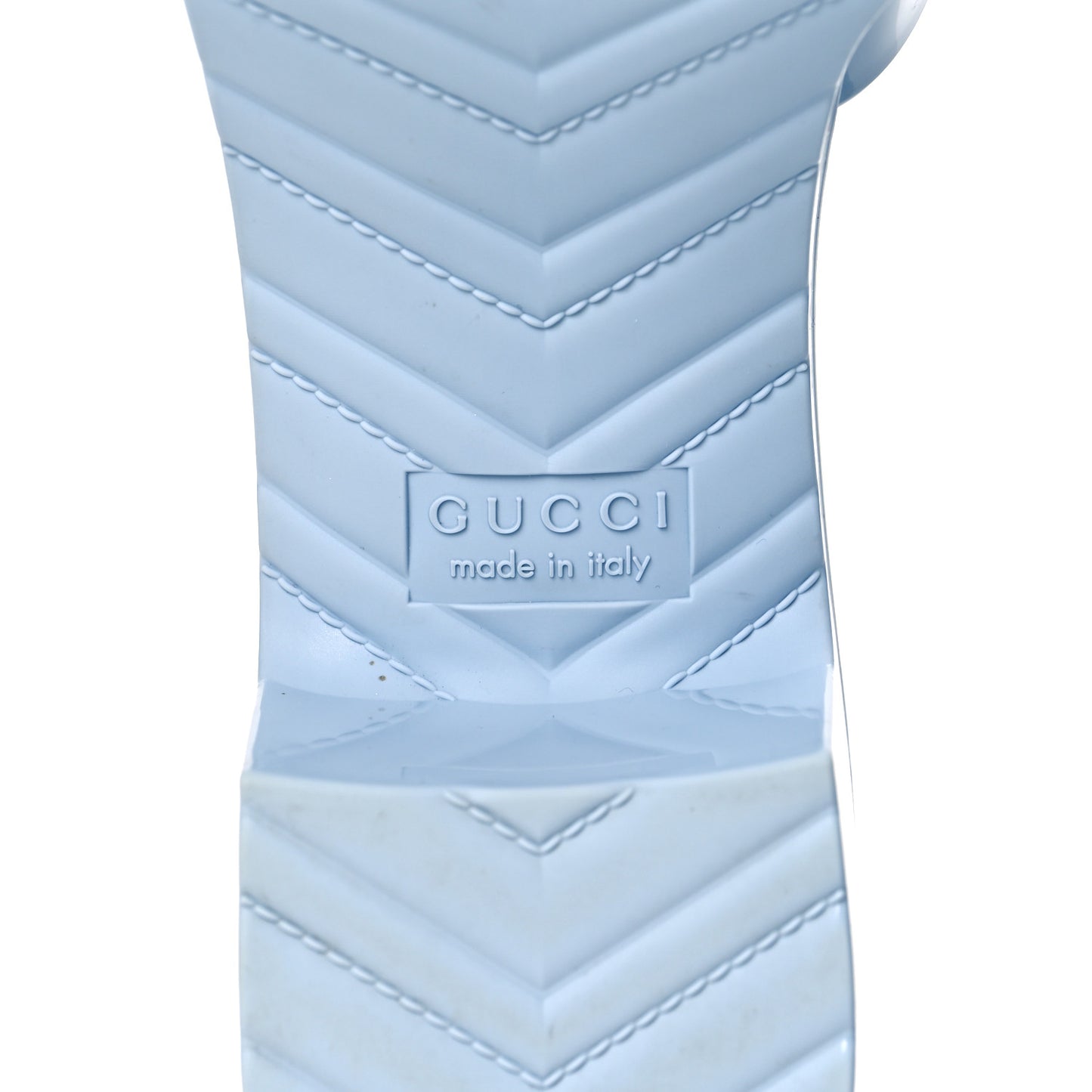 Rubber Gucci Logo Womens Platform 20/60mm Slide Sandals 38 Porcelain Light Blue