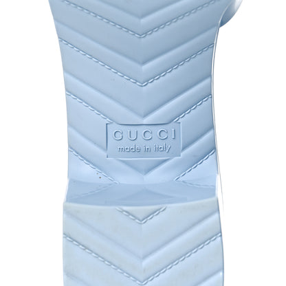 Gucci Rubber Gucci Logo Womens Platform 20/60mm Slide Sandals 38 Porcelain Light Blue 6 of 9