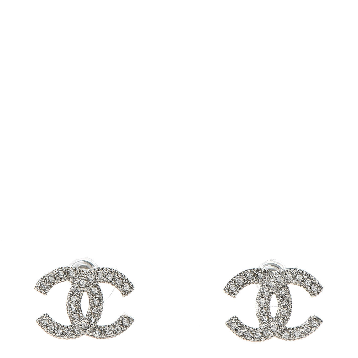 Chanel Crystal CC Earrings Silver 1 of 5