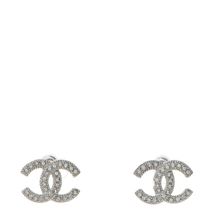 Chanel Crystal CC Earrings Silver 1 of 5