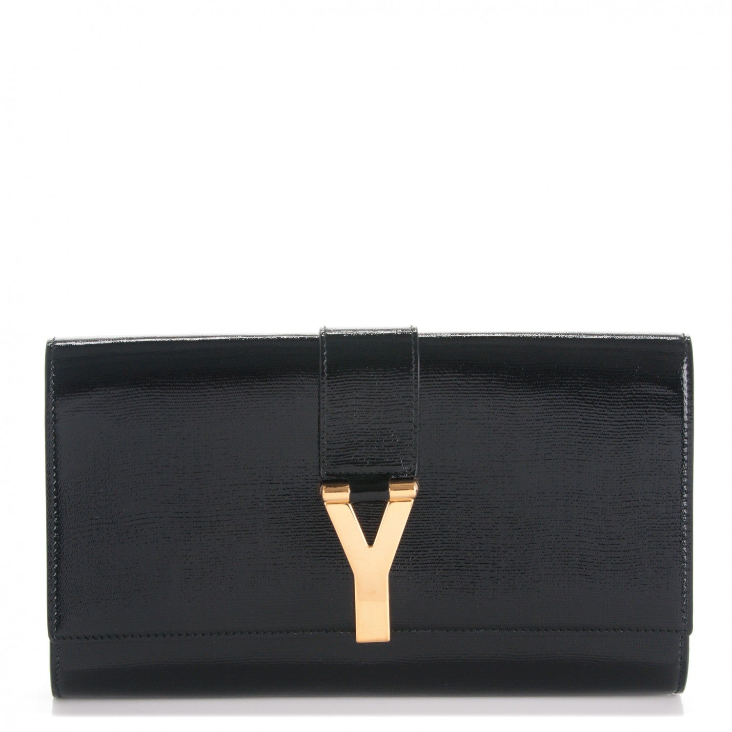 Saint Laurent Textured Patent Classic Y Ligne Clutch Black 1 of 7
