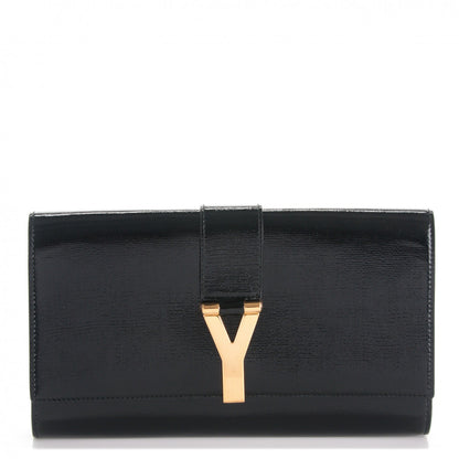 Saint Laurent Textured Patent Classic Y Ligne Clutch Black 1 of 7