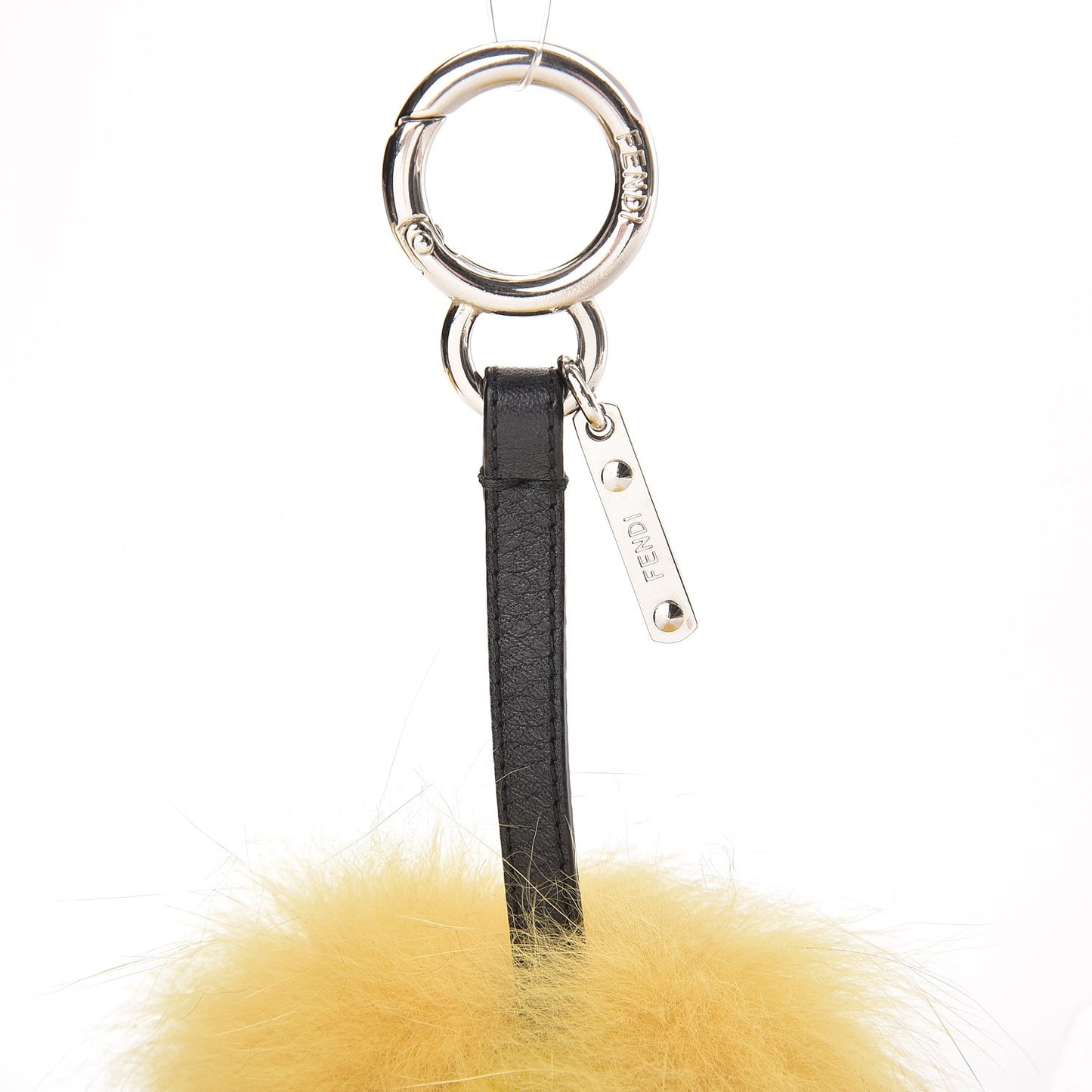Fox Fur Shearling Crystal Eye Tria Monster Bag Bug Charm Yellow
