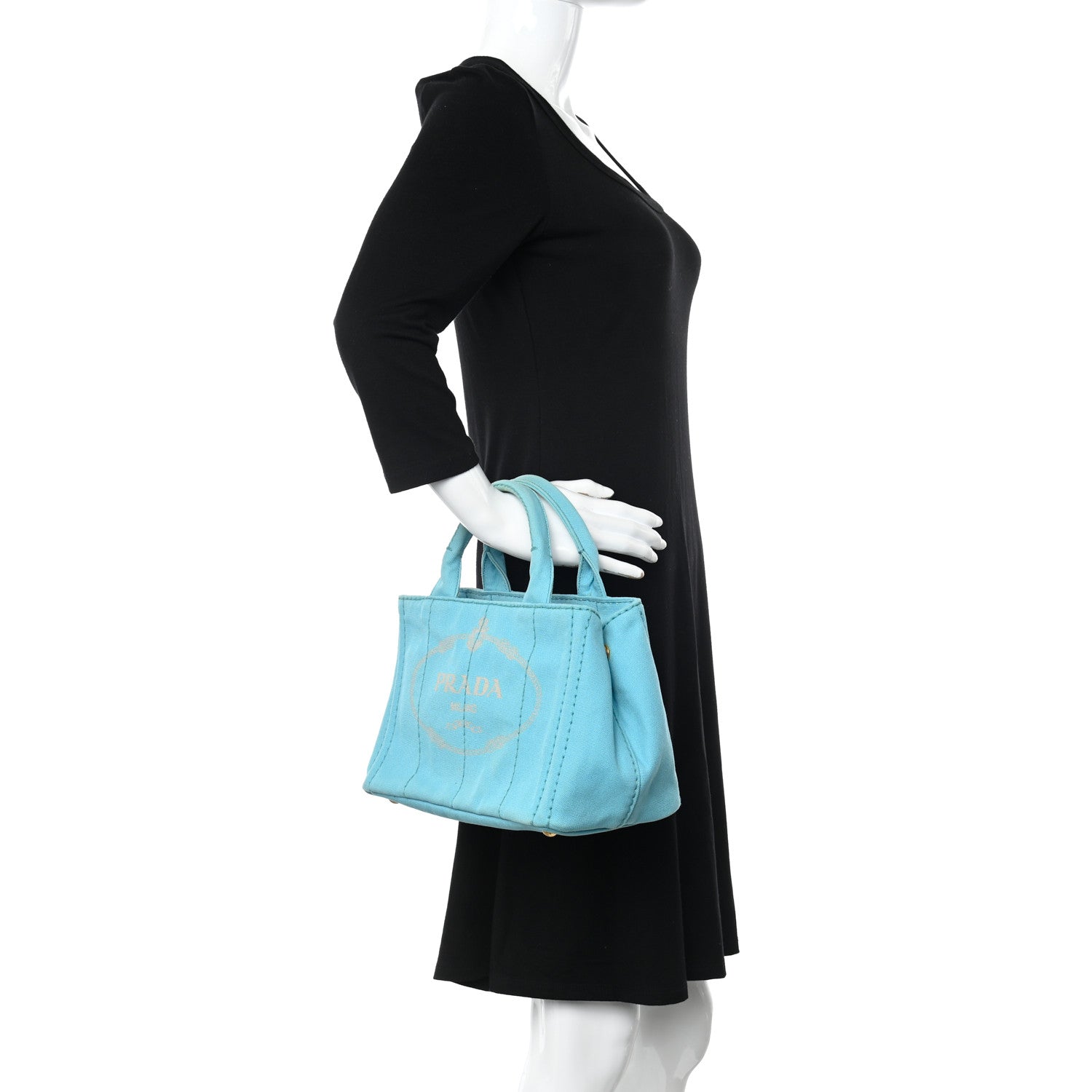 Prada Canapa Small Logo Tote Blue 2 of 14