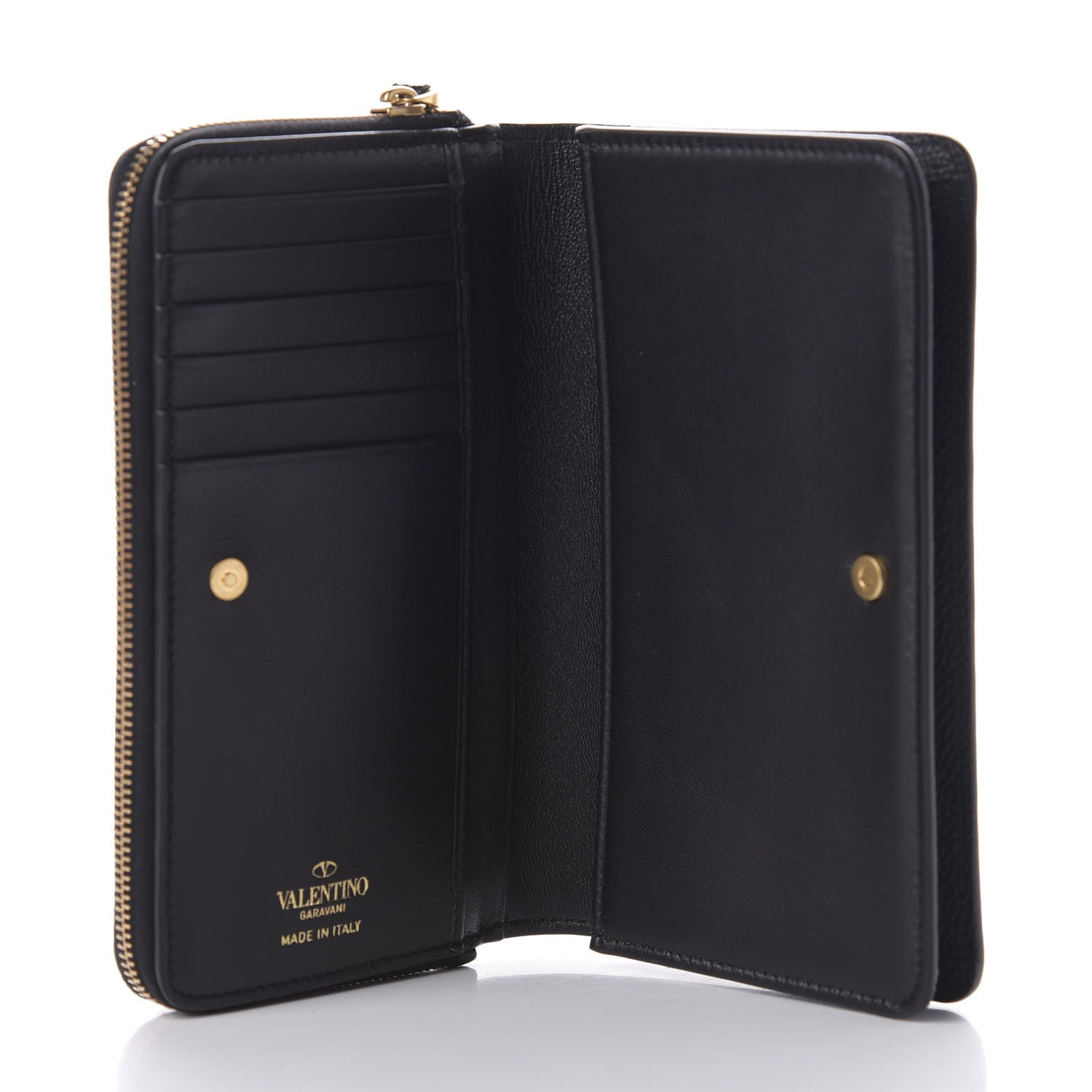 Valentino Garavani Grained Calfskin Vlogo Zip Around Wallet Black 5 of 8
