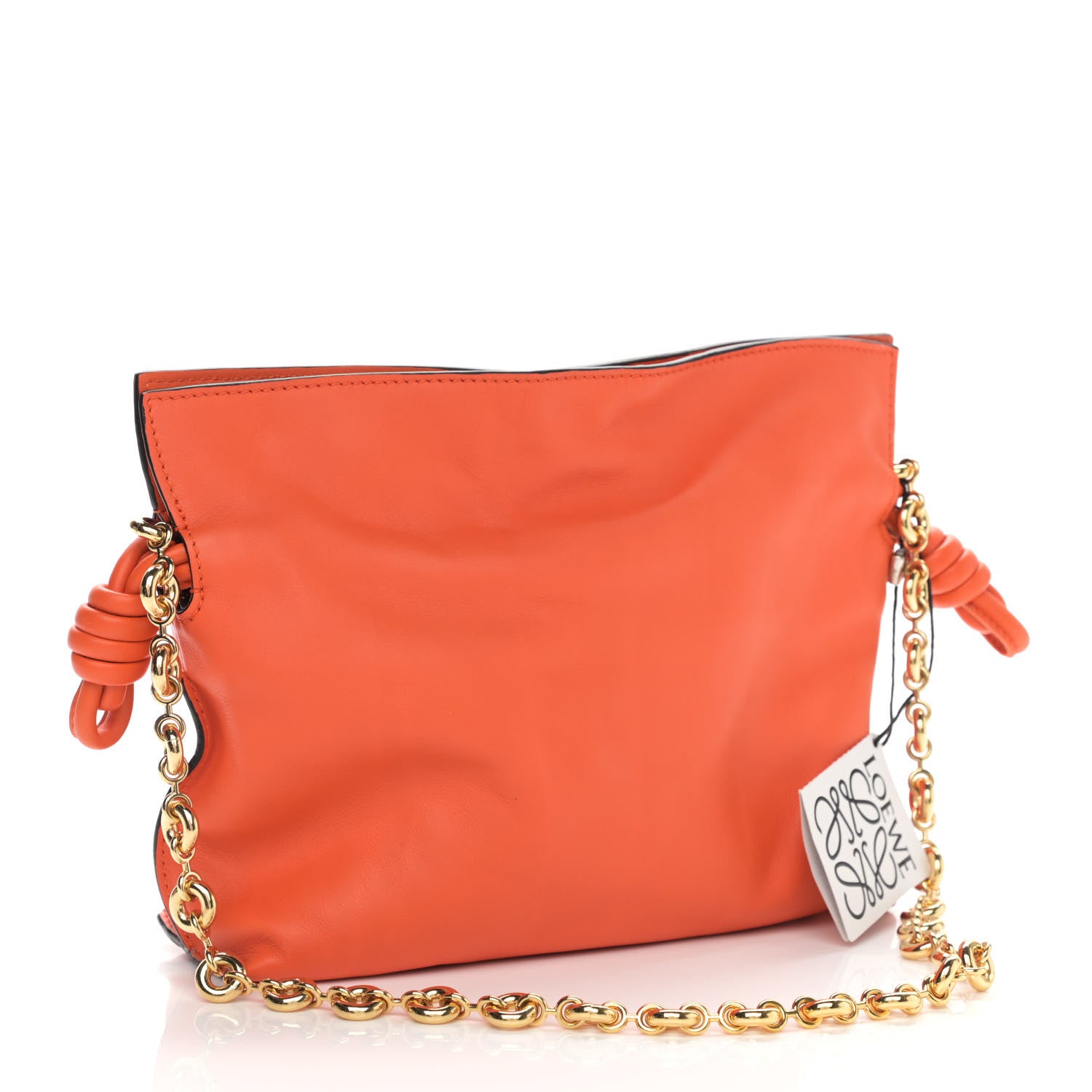 Loewe Nappa Calfskin Mini Flamenco Knot Clutch With Chain Orange 2 of 9