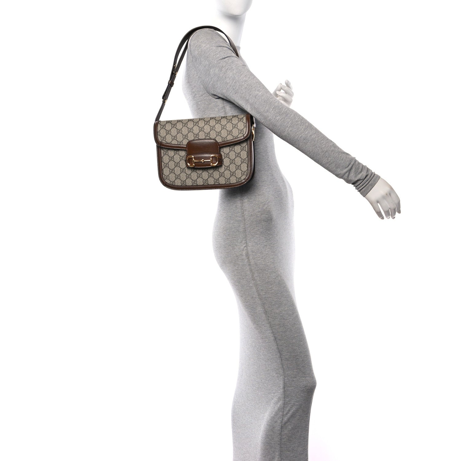 Gucci GG Supreme Monogram Horsebit 1955 Shoulder Bag Beige Brown Sugar 3 of 10