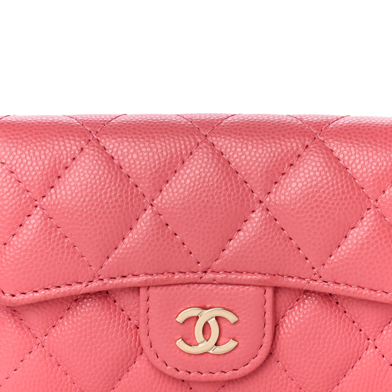 Chanel Caviar Quilted Flap Card Holder Wallet Pink 9 of 12