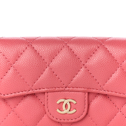 Chanel Caviar Quilted Flap Card Holder Wallet Pink 9 of 12