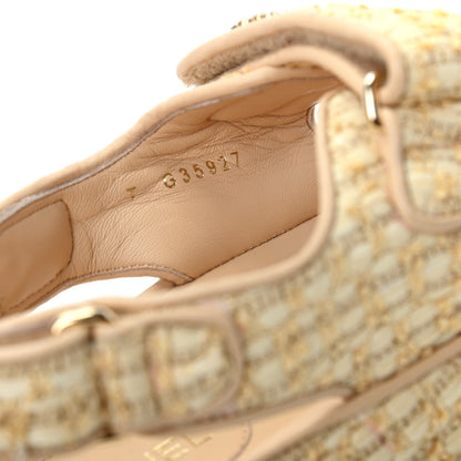 Chanel Braided Fabric Velcro Dad Sandals 38.5 Beige 10 of 11