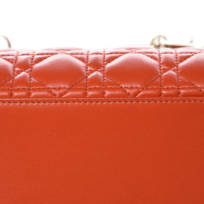 Christian Dior Lambskin Cannage Medium Lady Dior Orange 12 of 15