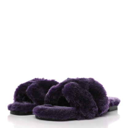 Hermes Woolskin Oran Sandals 35.5 Violet Fonce 3 of 8