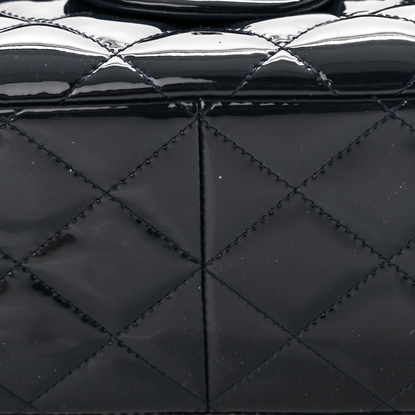 Patent Quilted Jumbo Double Flap Navy