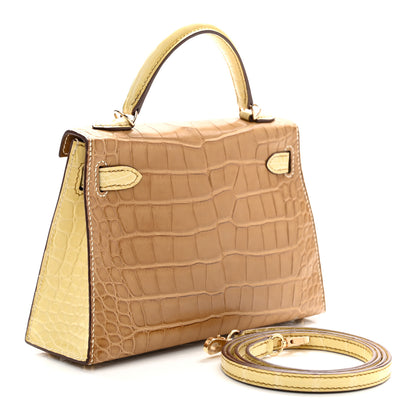Hermes Matte Alligator Horseshoe Mini Kelly Sellier 20 Kraft Vanille 3 of 11