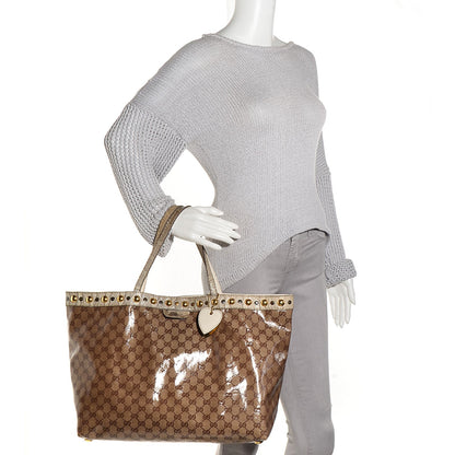 Gucci Crystal Monogram Snakeskin Large Babouska Shopping Tote 2 of 8