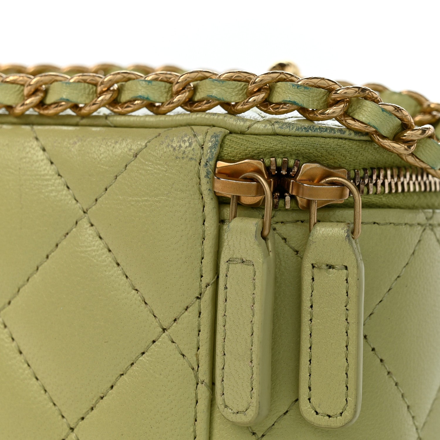 Chanel Lambskin Quilted Small Vanity Case With Chain Light Green 11 of 12
