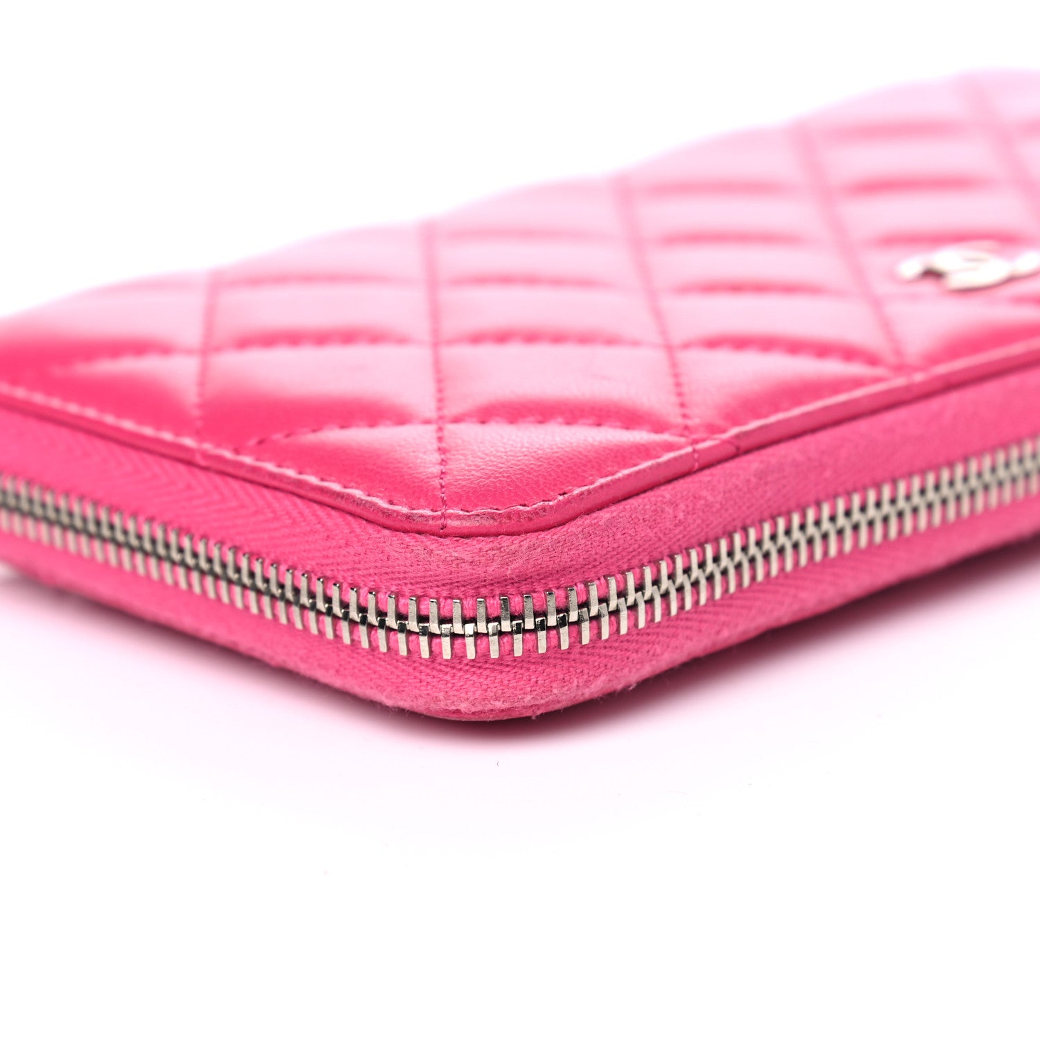 Chanel Lambskin Quilted Large Gusset Zip Around Wallet Fuchsia 7 of 12
