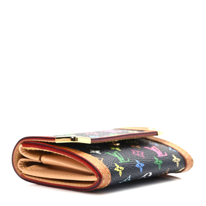 Louis Vuitton Monogram Multicolor Porte-Monnaie Plat Coin Purse Black 4 of 6