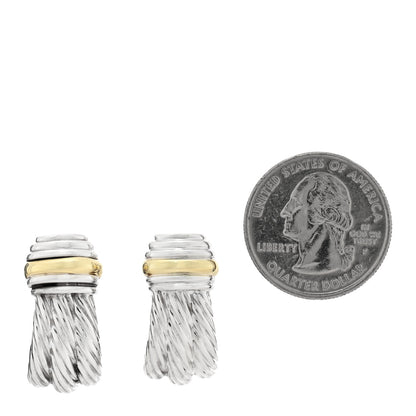 David Yurman Sterling Silver 14K Yellow Gold Cable Earrings 2 of 4