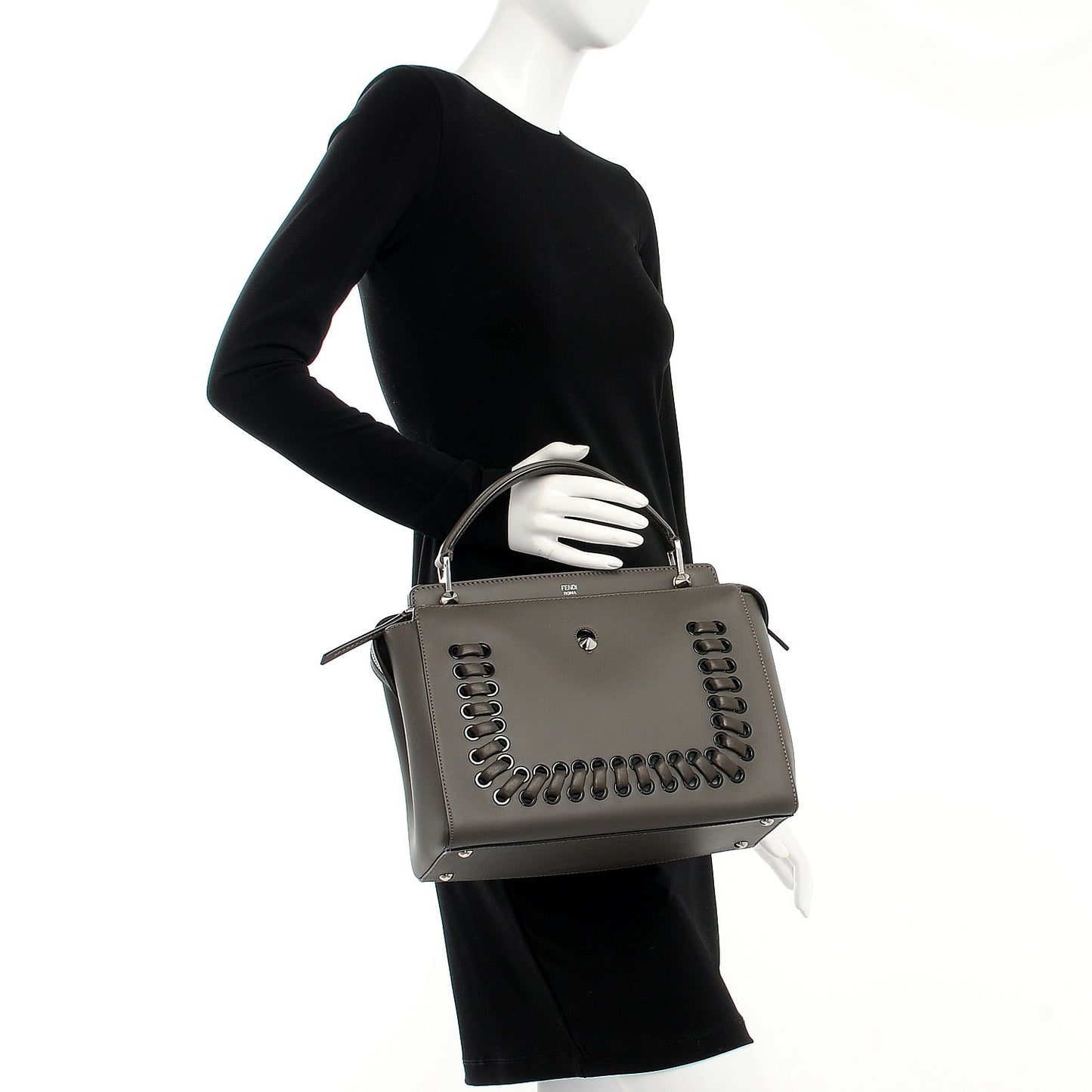 Vitello Baltico Dolce Shiny Nappa Lace Up DotCom Satchel Carbone Menta