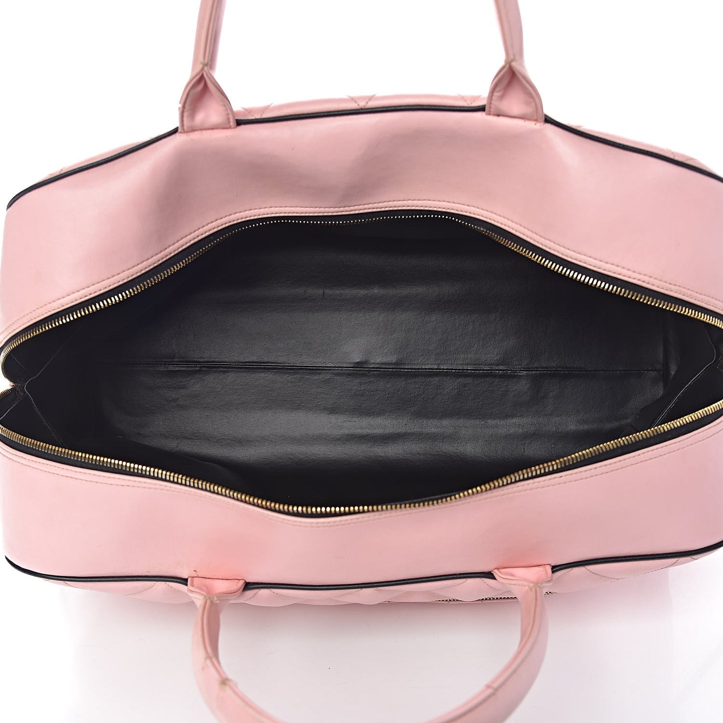 Calfskin Quilted Large Bowler Pink
