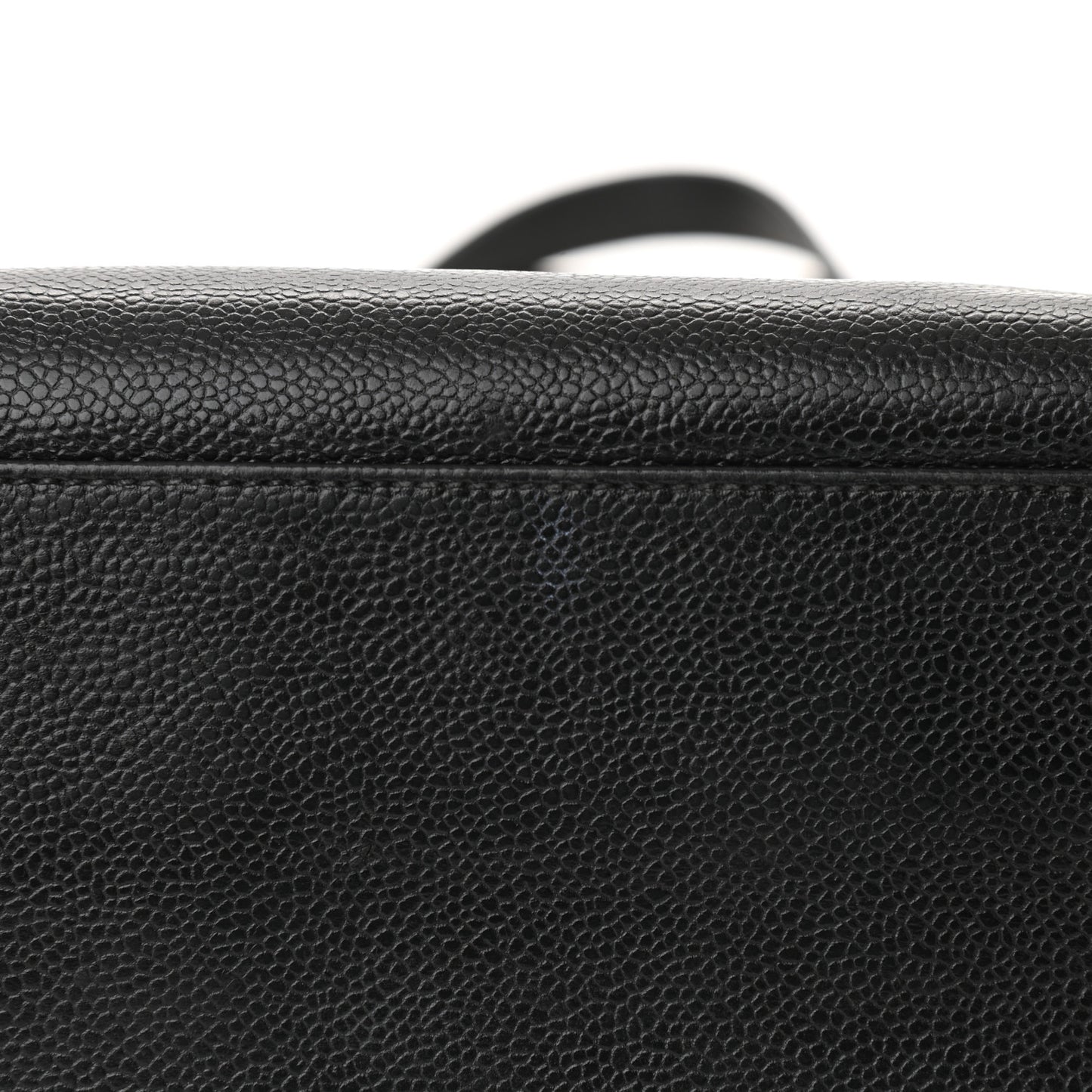 Caviar Embroidered Logo Shoulder Bag Black