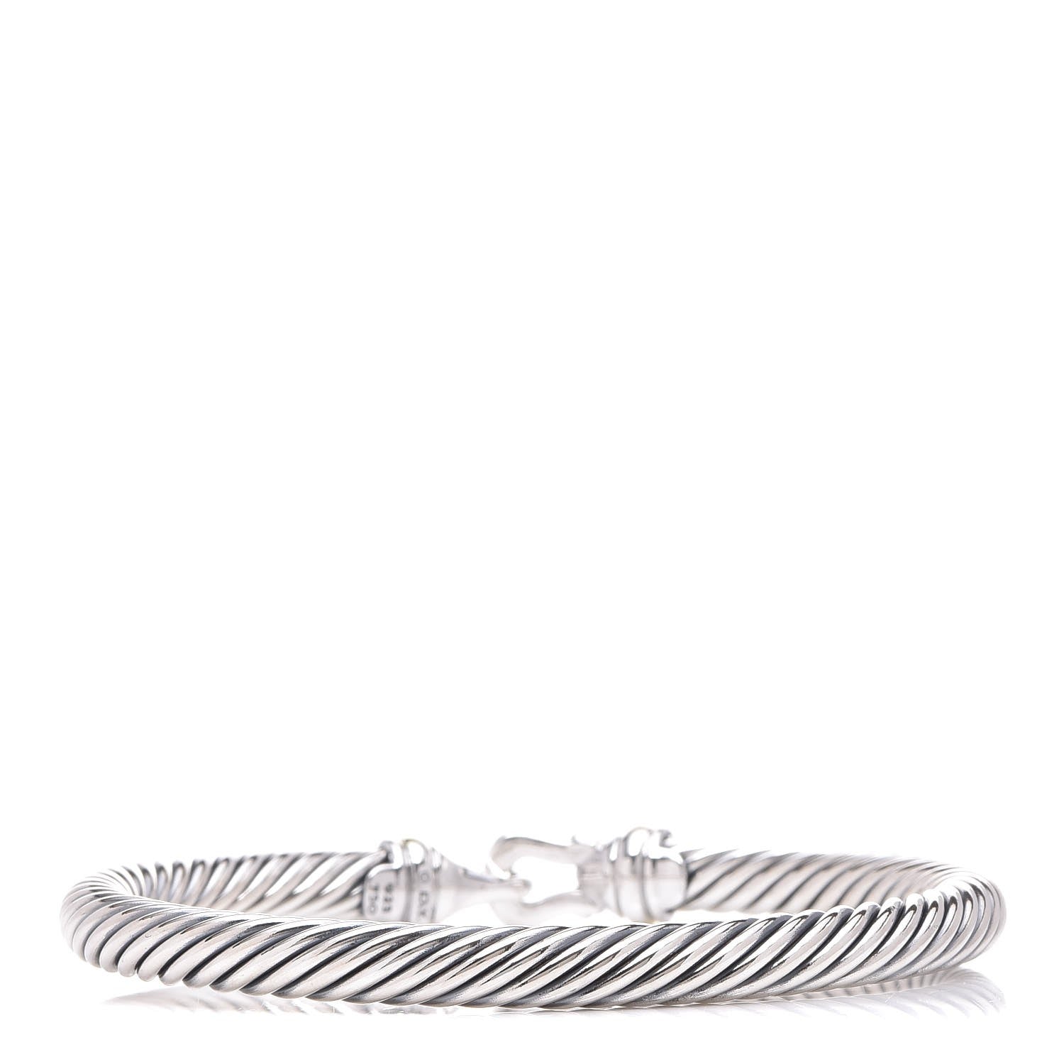 David Yurman Sterling Silver 18K Yellow Gold 5mm Cable Classic Buckle Bracelet 3 of 4