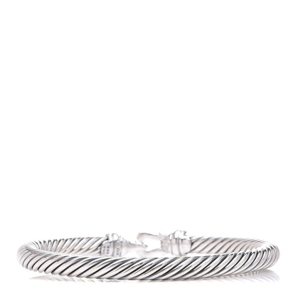 David Yurman Sterling Silver 18K Yellow Gold 5mm Cable Classic Buckle Bracelet 3 of 4
