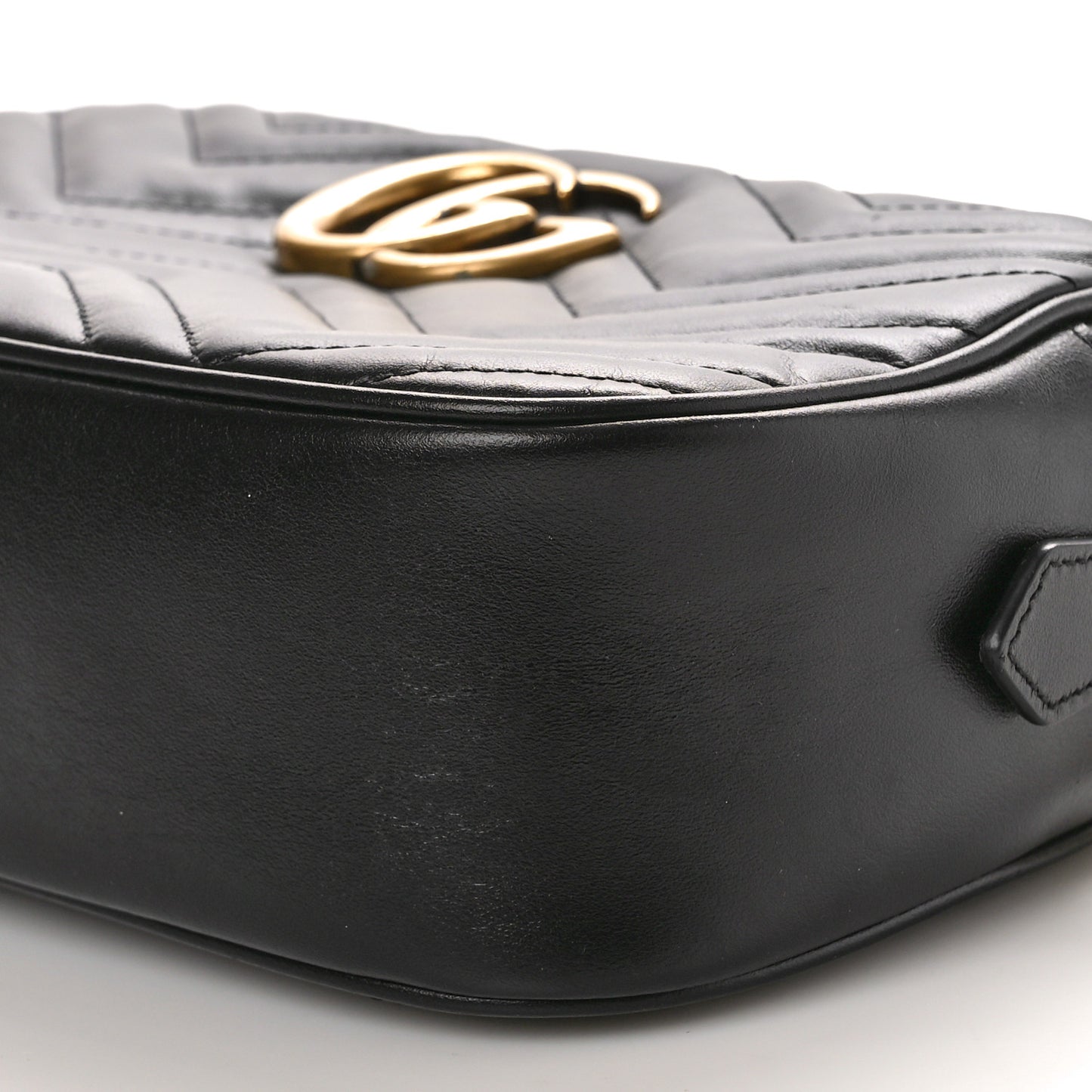 Calfskin Matelasse Small GG Marmont Chain Shoulder Bag Black