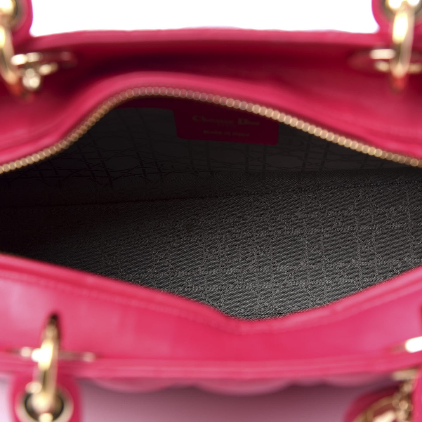 Lambskin Cannage Large Lady Dior Fuchsia