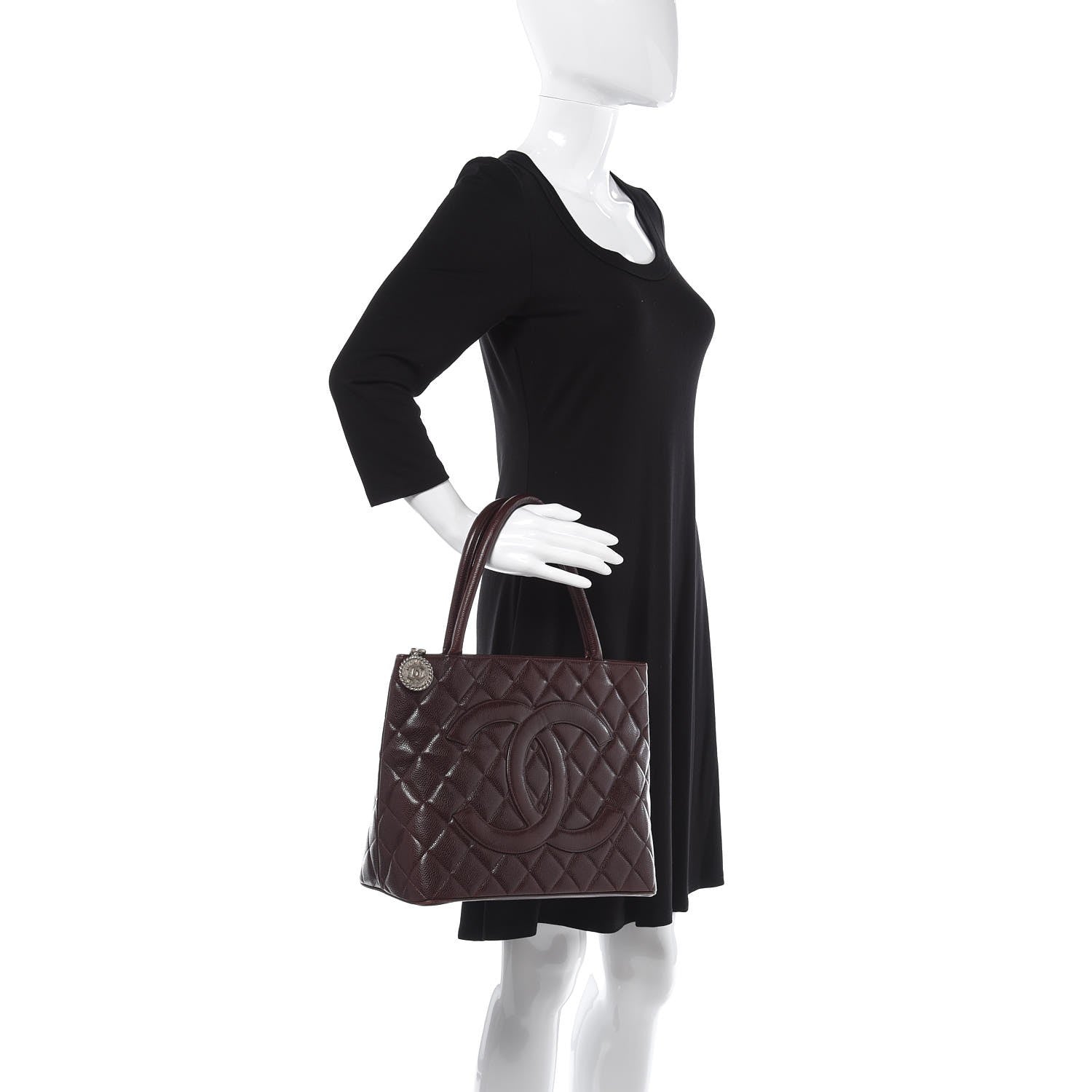 Chanel Caviar Quilted Medallion Tote Bordeaux 2 of 12
