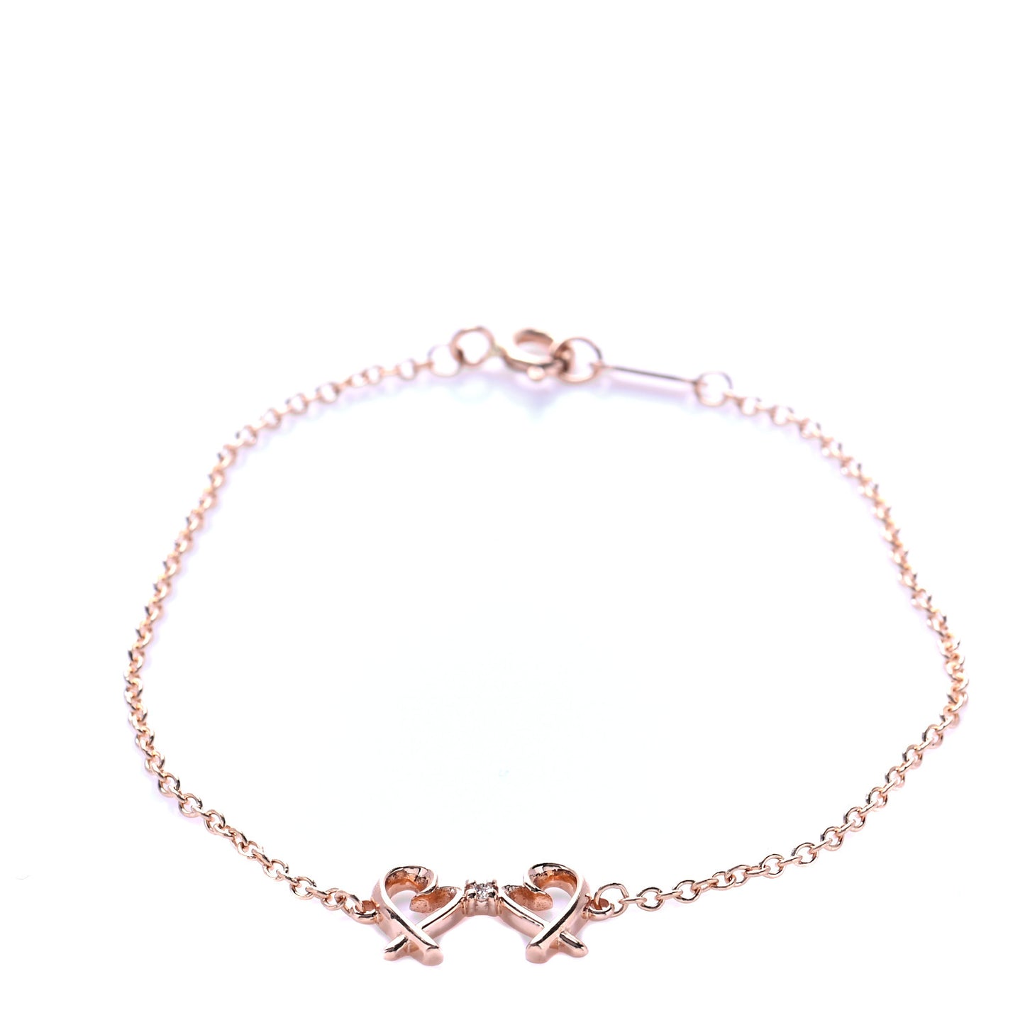18K Rose Gold Diamond Double Loving Heart Bracelet