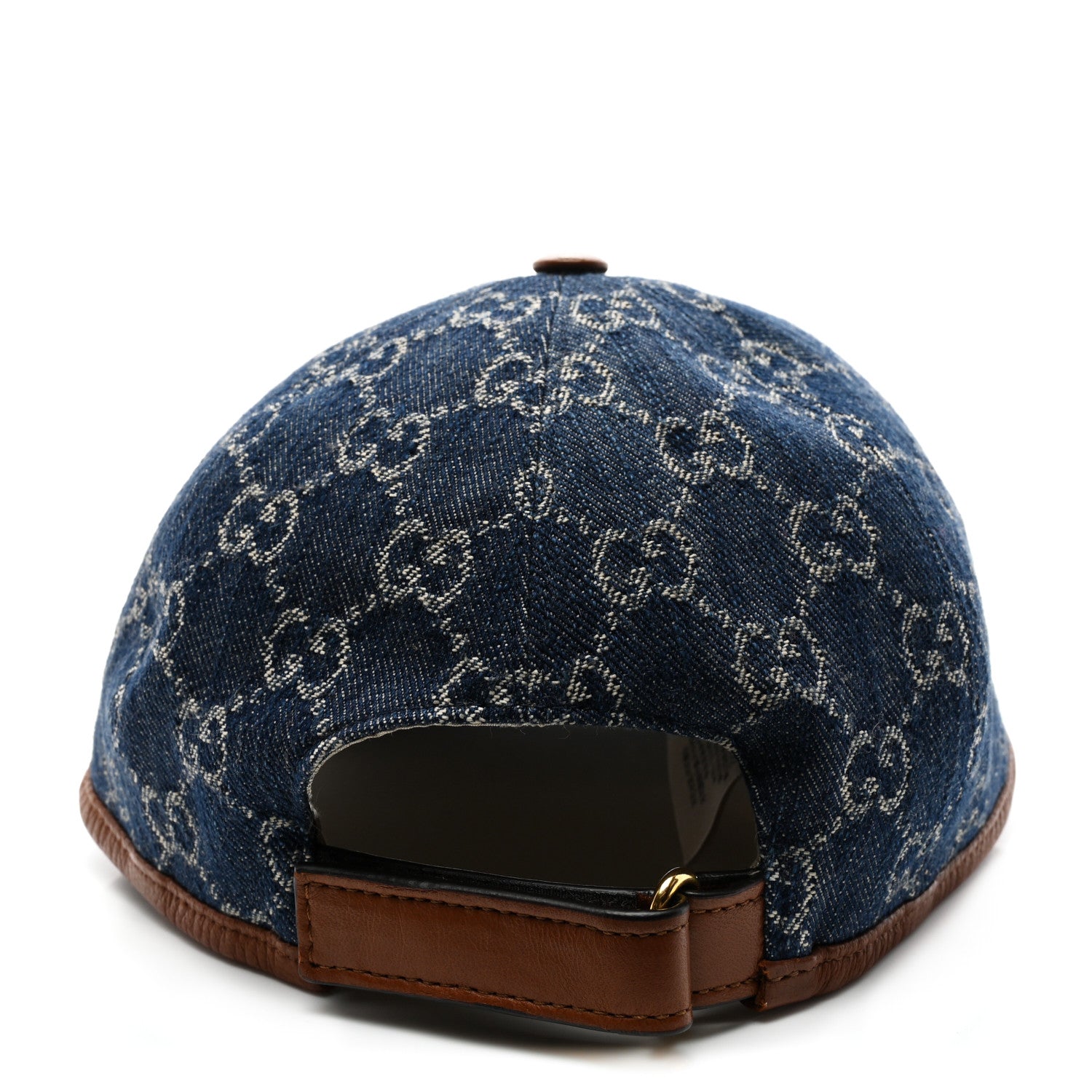 Gucci Washed Jacquard Denim Nappa GG Monogram Oscar Baseball Hat M Denim Cuir 6 of 9
